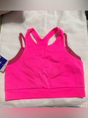JoyLab Neon Pink Racerback Tank Top with Mauve Straps